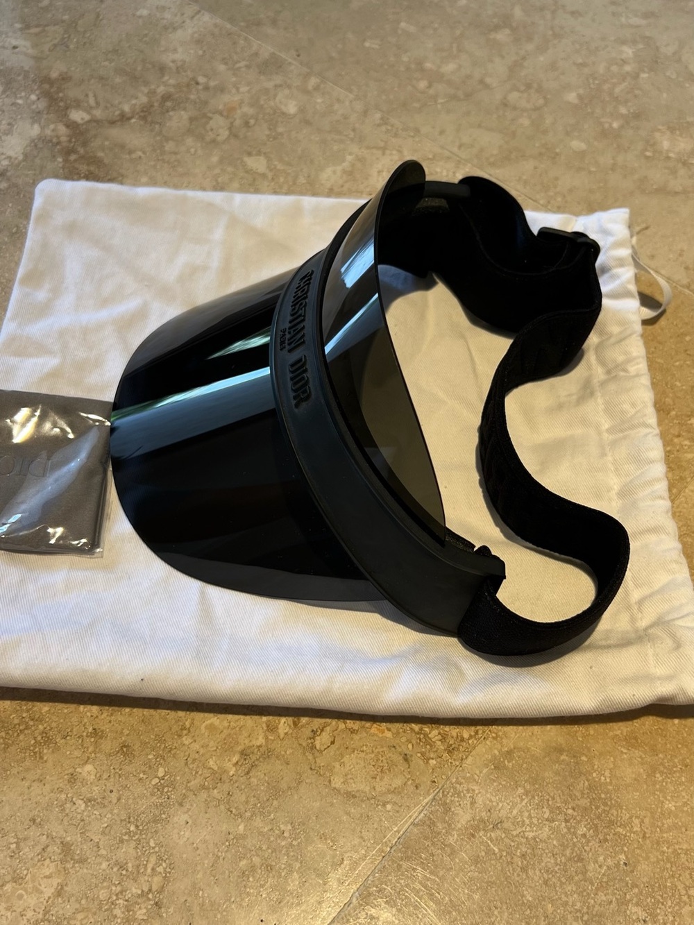 Dior Black Mirrored Visor Shield with Elastic Strap